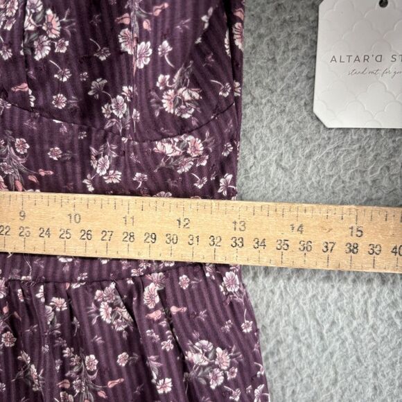 Altar’d State Floral Boho Cottagecore Mini Dress Purple Wine Long Sleeve Small - Picture 6 of 12